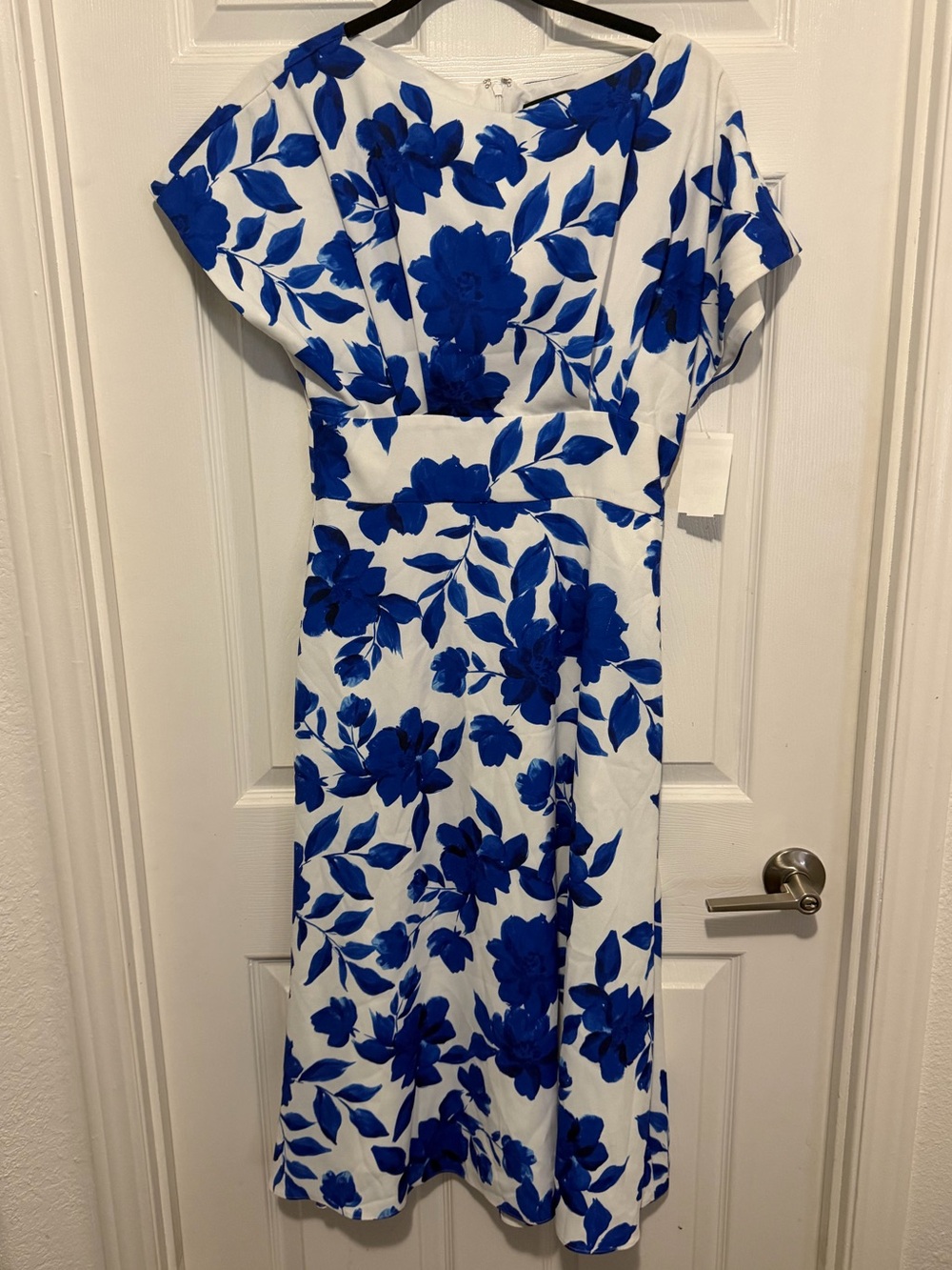 Alexia Admor Midi Dress with Royal Blue Floral Print *Flaw